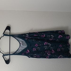 Teal tank top with floral print